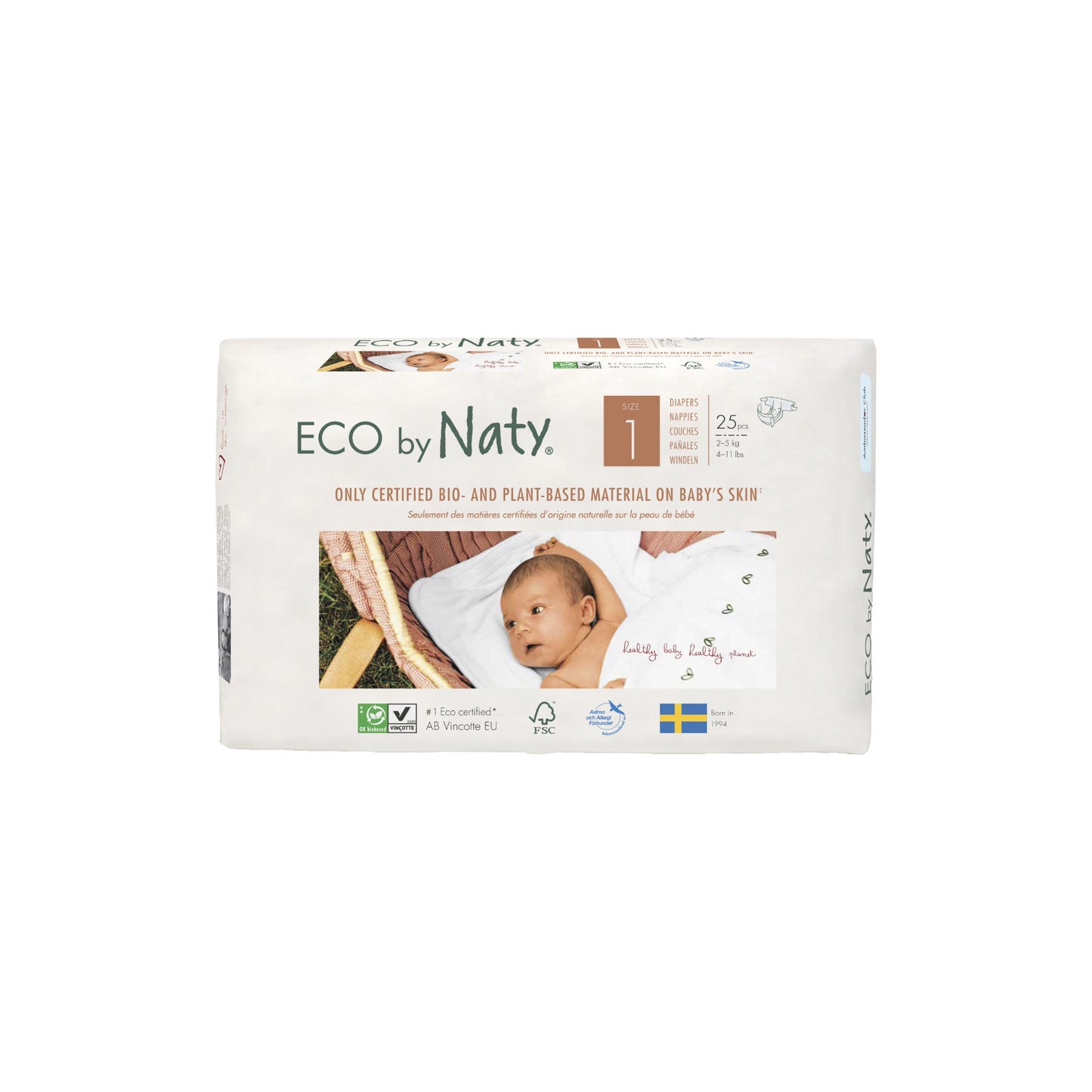 „Eco by Naty“ sauskelnės vienetais (2-5 kg, 25 vnt.)
