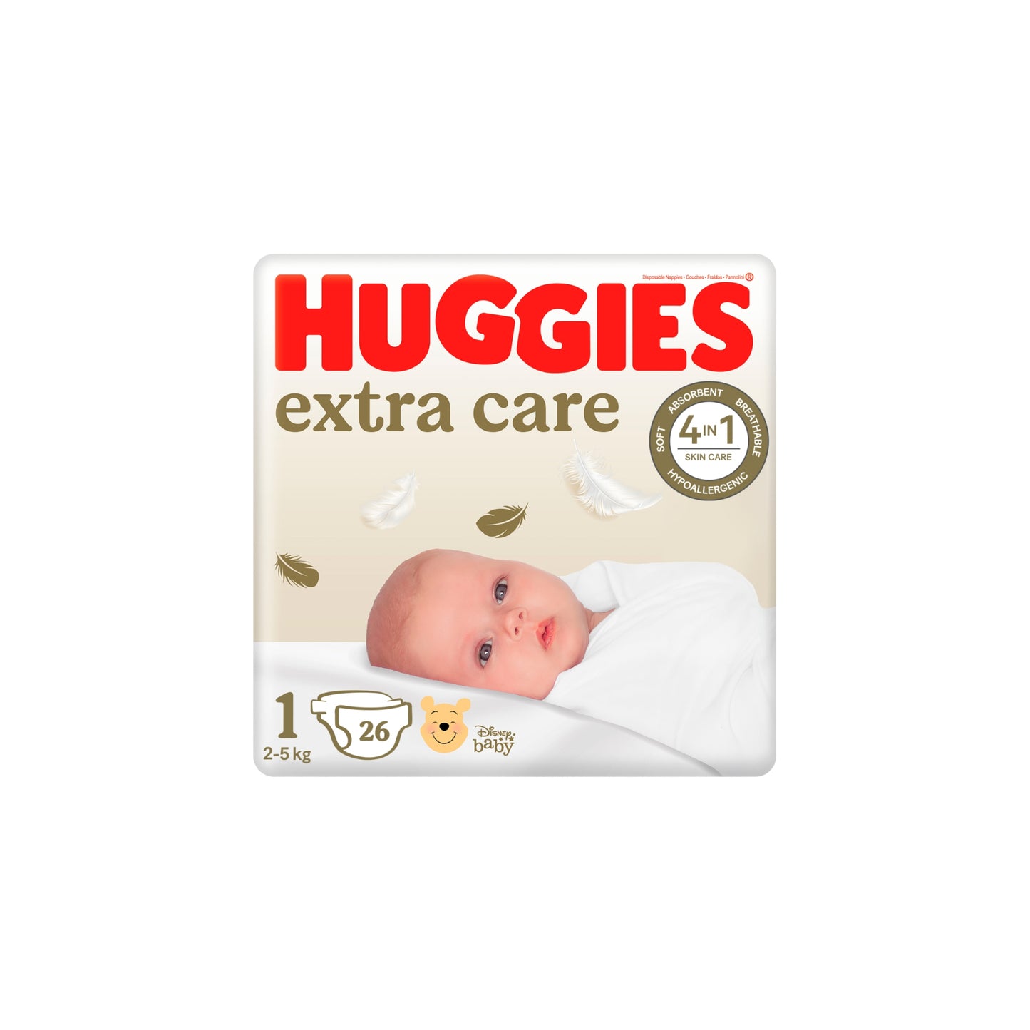„Huggies Extra Care“ sauskelnės (2-5 kg, 26 vnt.)