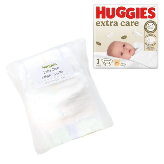 „Huggies Extra Care“ sauskelnės vienetais (3-5 kg, 3 vnt.)