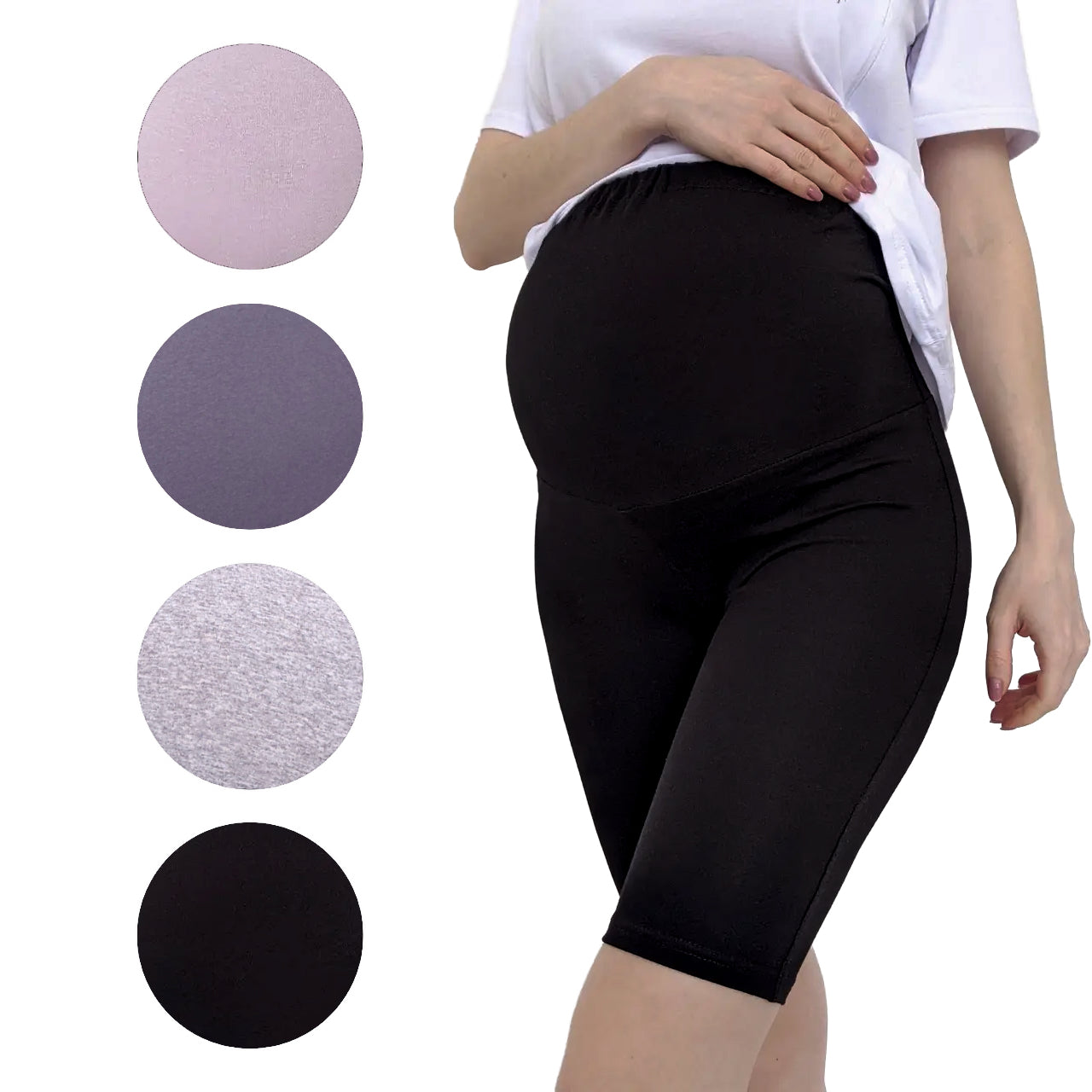 Juodos medvilninės tamprės nėščiosioms su aukštu reguliuojamu juosmeniu