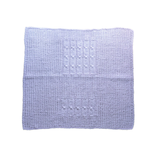 Rankų darbo alyvinis merino vilnos pledas lovytei – praktiška dovana kūdikiui palankynoms - 75x65 cm.