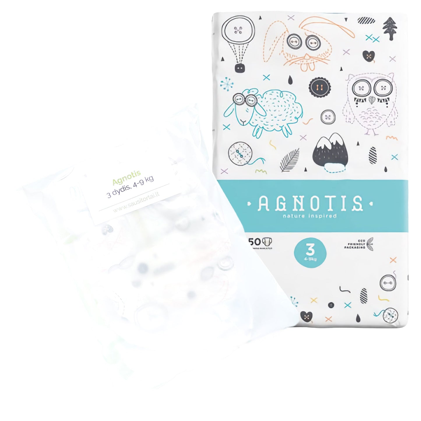 Agnotis sauskelnės vienetais