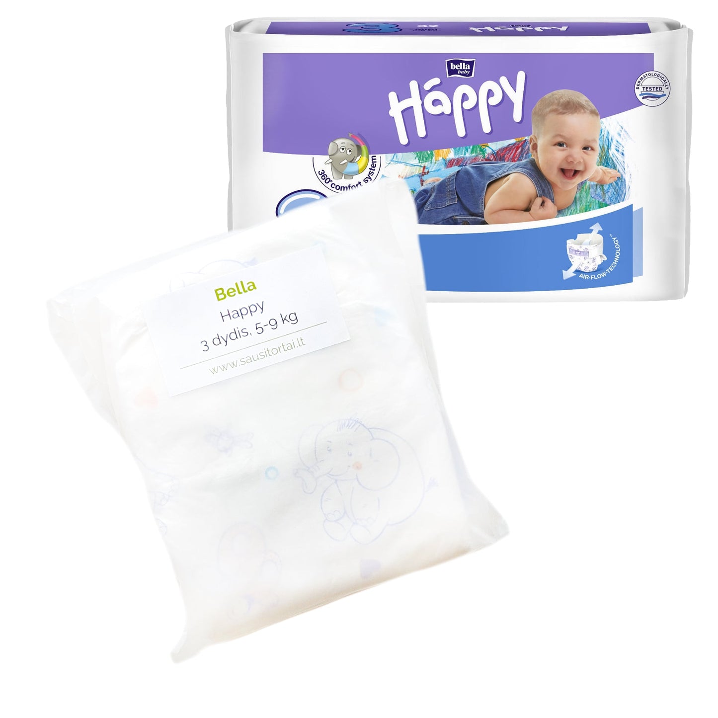 Bella Happy sauskelnes pavyzdziai 3 dydis