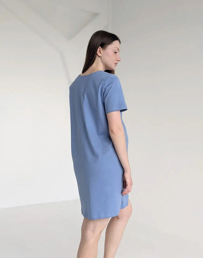 Atsegami naktiniai marškiniai gimdymui ir maitinimui (dangiška)