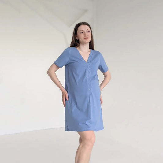 Atsegami naktiniai marškiniai gimdymui ir maitinimui (dangiška)