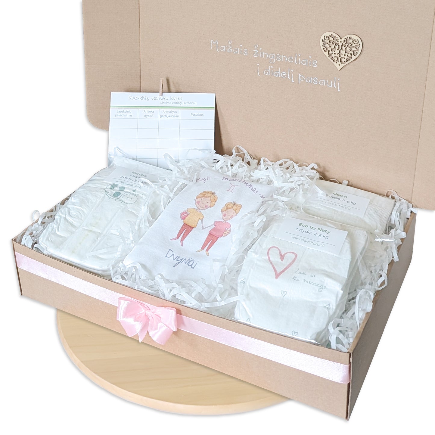 Sauskelnių testavimo rinkinys mergaitei rožinėje dėžutėje su zodiako ženklo smėlinuku