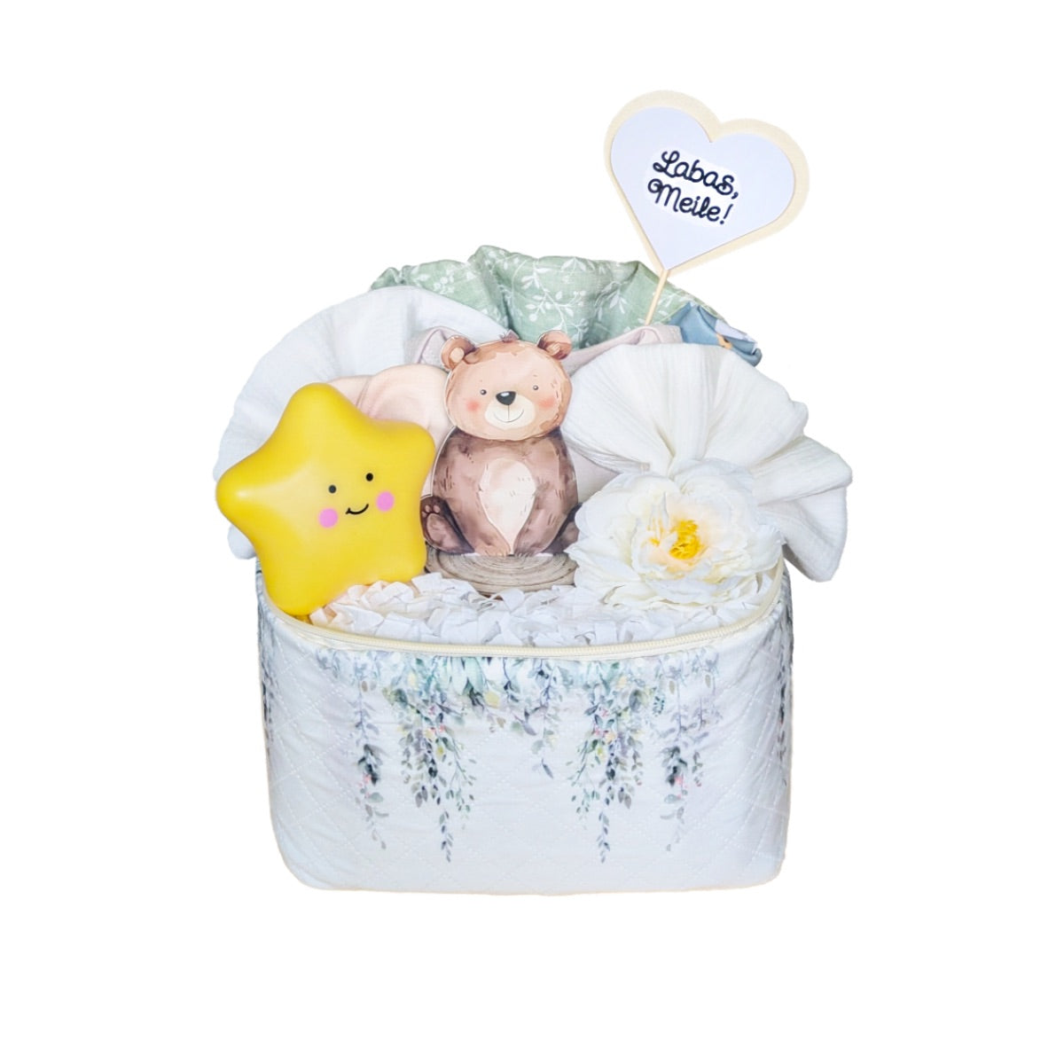 Naujagimio dovanų krepšelis "Labas, Meile"