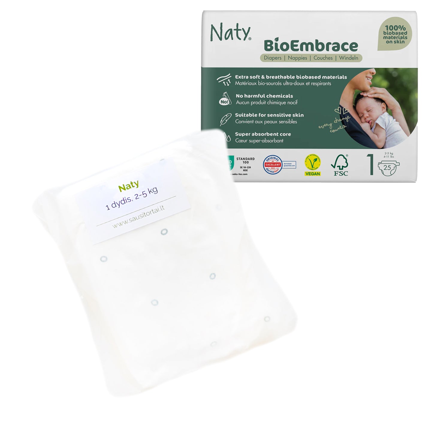 „Naty“ sauskelnės vienetais (2-5 kg, 3 vnt.)
