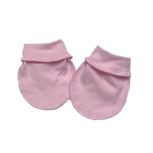 Rožinės spalvos minkštos medvilninės pirštinaitės naujagimiams nuo subraižymo