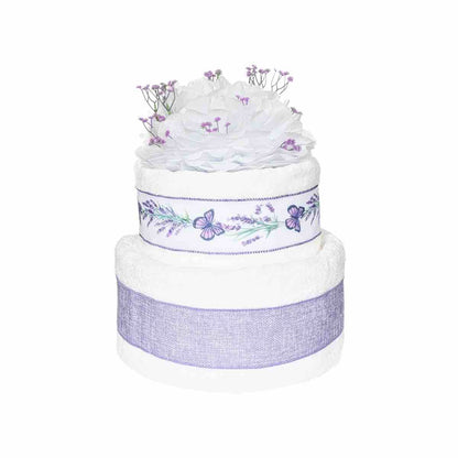 Sauskelnių tortas su rankšluosčiais „Levandų drugeliai“