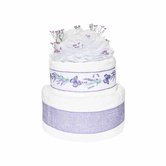 Sauskelnių tortas su rankšluosčiais „Levandų drugeliai“