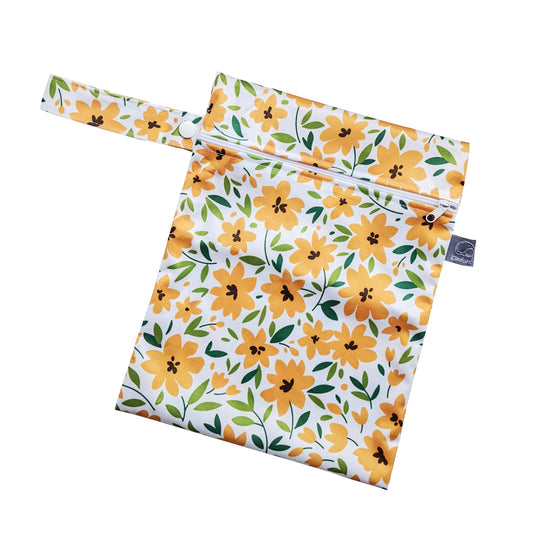 Neperšlampamas maišelis 20x25 cm su geltonomis gėlėmis