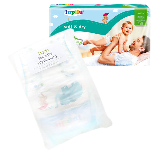 „Lupilu Soft & Dry“ sauskelnės vienetais (4-9 kg, 3 vnt.)